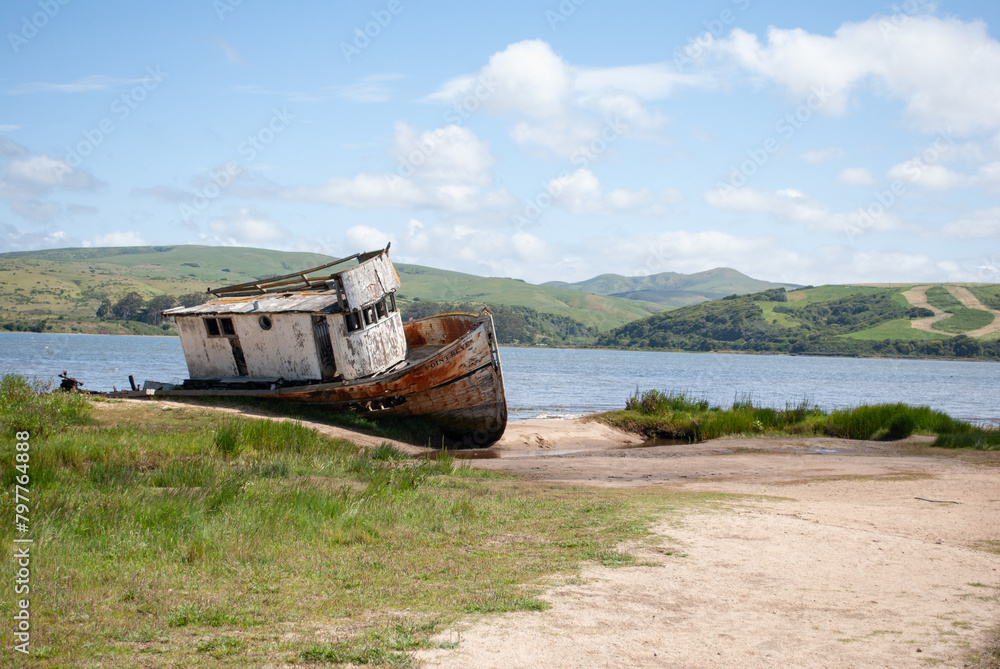 The SS Point Reyes shipwreck, serene against Tomales Bay The SS Point Reyes shipwreck, serene against Tomales Bay