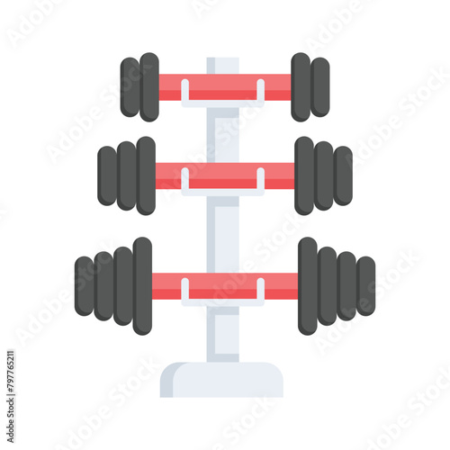 Trendy flat icon of dumbbells stand, dumbbell rack, fitness equipment