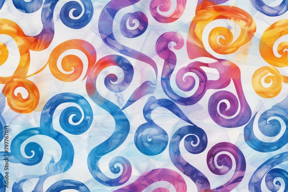 Seamless pattern of watercolor abstract swirls.