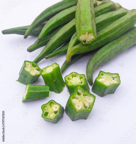 Green okra. Ladyfinger, BHINDI 