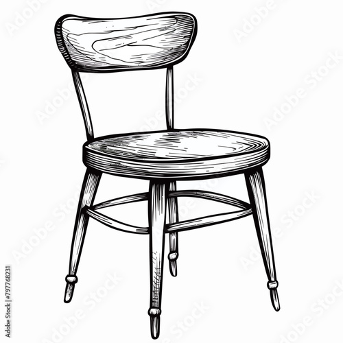 Vintage engraving of a chair. Digitally restored image from a mid-19th century Encyclopaedia.