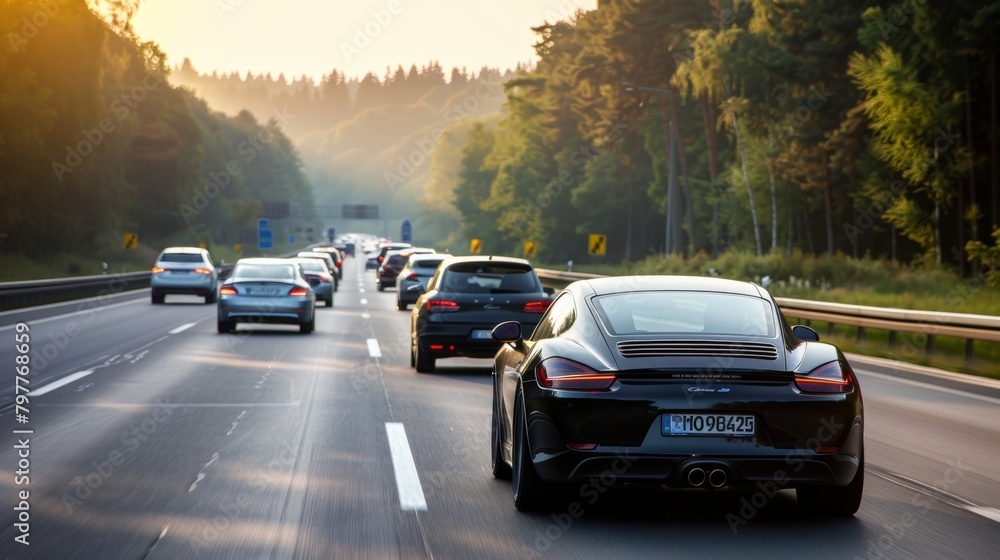 Cars on highway in traffic jam Cars on highway in traffic jam