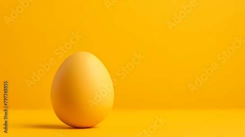 A yellow egg, smooth and round