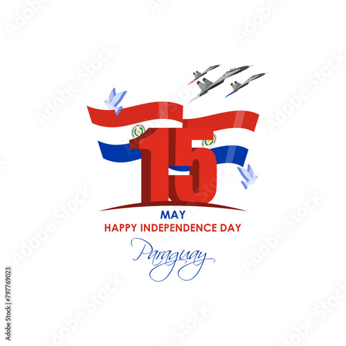 Vector illustration of Paraguay Independence Day social media feed template