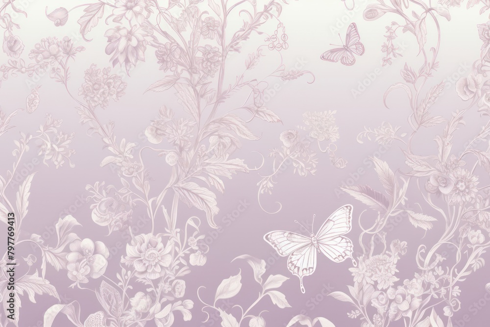 Solid toile wallpaper with butterfly and flower pattern backgrounds blackboard.