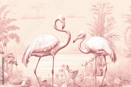 Flamingos animal bird spoonbill. photo