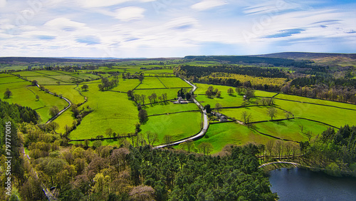 Verdant Countryside Aerial View in North Yorkshire photo