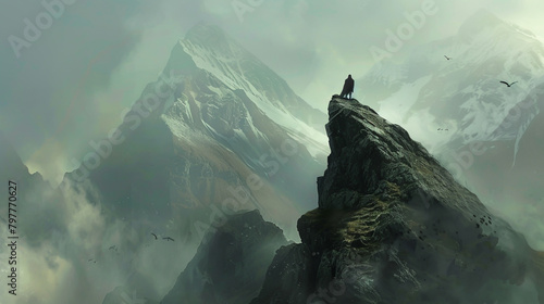 Feel the solitude atop a windswept peak, your breath the only sound, echoing the eagle's distant cry. photo