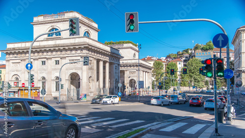 Fototapeta Naklejka Na Ścianę i Meble -  A street view of beautiful historic landmark - Porta Venezia timelapse