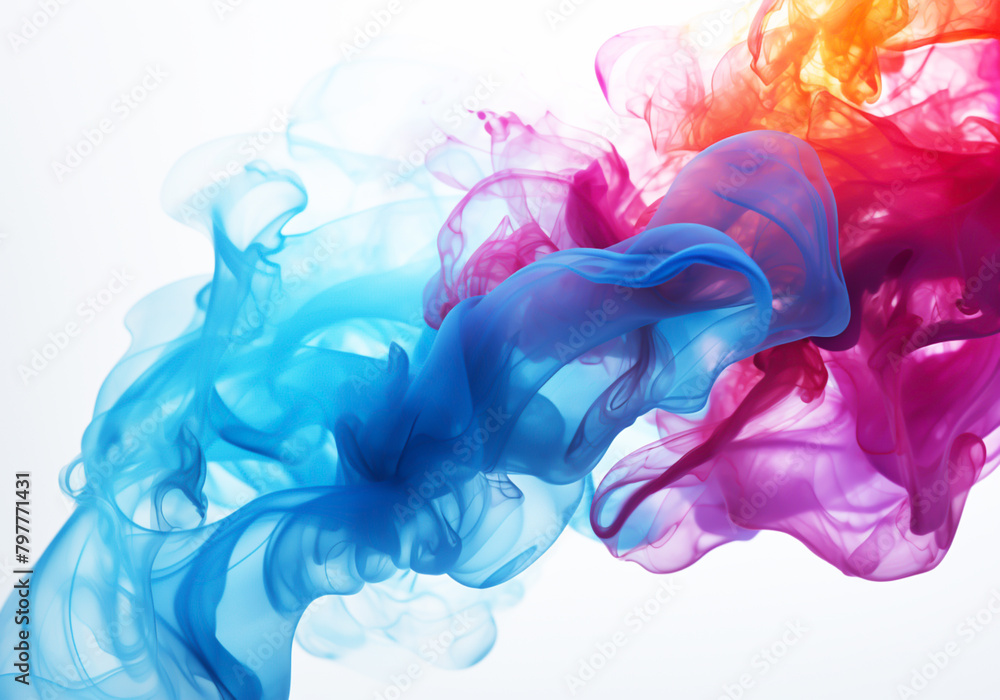Colorful smoke forming an abstract background in a surrealist, elegant and fanciful style with minimalist, fluid and organic shapes
