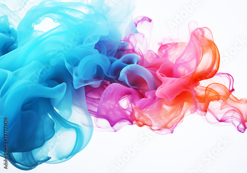 Colorful smoke forming an abstract background in a surrealist  elegant and fanciful style with minimalist  fluid and organic shapes