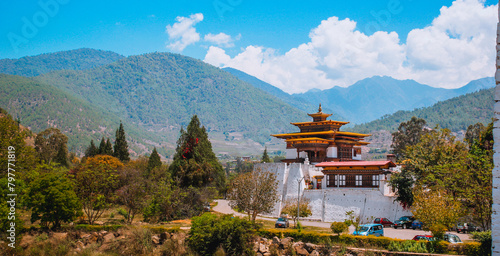 Punakha Dzong Monastery, one of the largest monestary in Asia, Punakha, Bhutan - Image