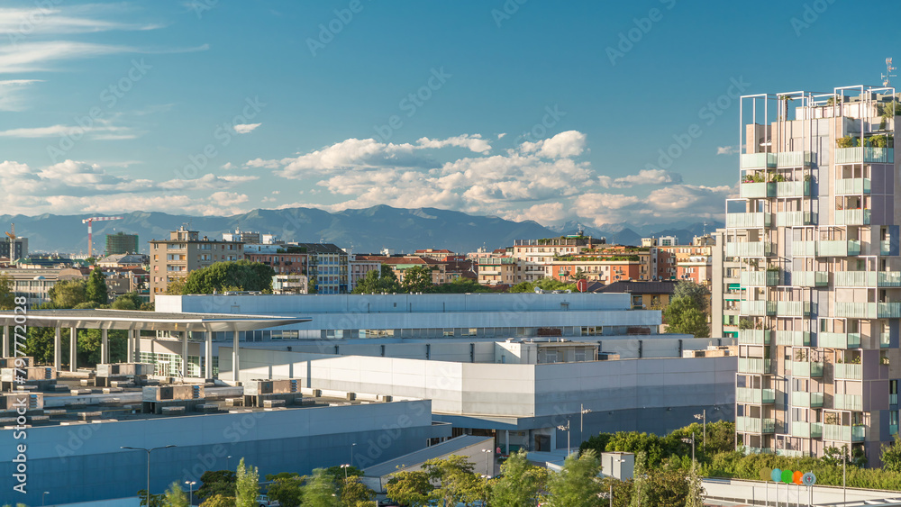 Modern buildings in the new area of Portello timelapse, Milan, Italy Modern buildings in the new area of Portello timelapse, Milan, Italy