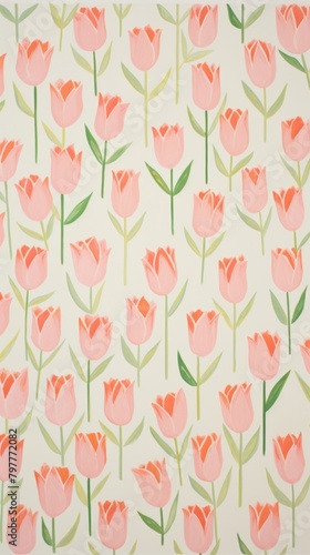 Wallpaper Mural Pink tulip pattern flower backgrounds. Torontodigital.ca