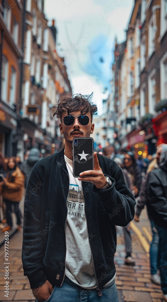 Obraz premium a man taking a selfie
