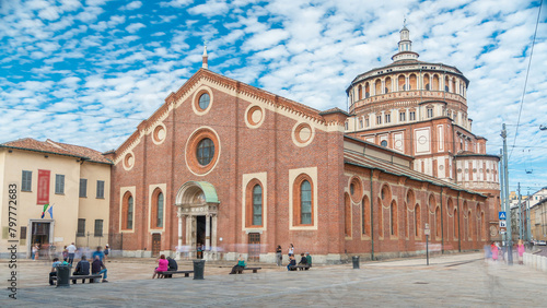 Santa Maria delle Grazie timelapse with blue cloudy sky. photo
