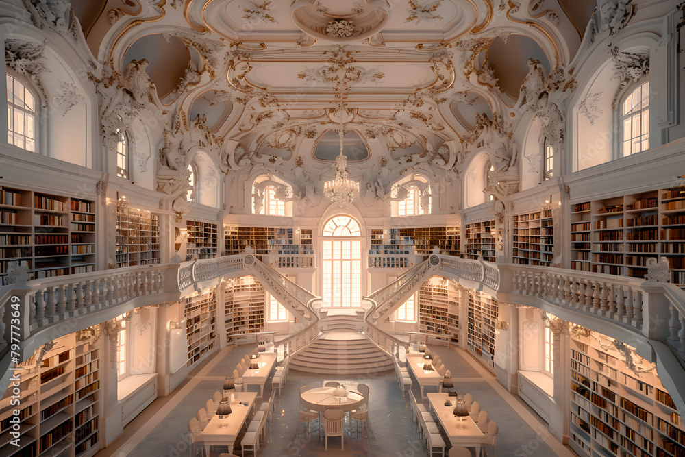 The Majestic Grandeur of a Historic Library with Distinct Architectural Detailing