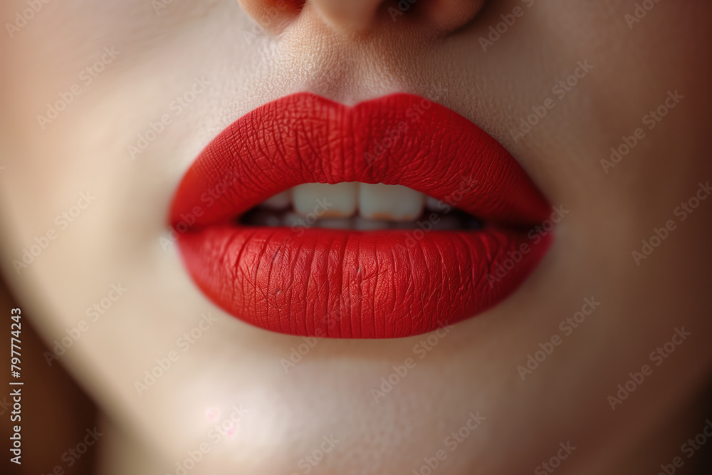 Sexy Lips, Glossy Red Lipstick, Generative AI Sexy Lips, Glossy Red Lipstick, Generative AI