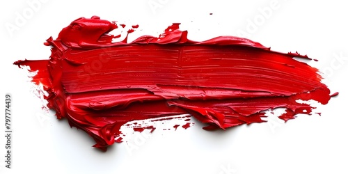  Red lipstick being painted on a white surface.