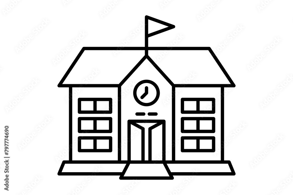 school building icon. icon related to education and online education. suitable for web site, app, user interfaces, printable etc. line icon style. simple vector design editable school building icon. icon related to education and online education. suitable for web site, app, user interfaces, printable etc. line icon style. simple vector design editable