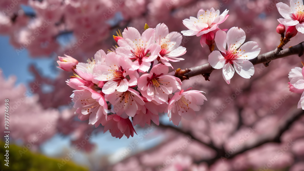 Fototapeta premium pink cherry blossom in spring