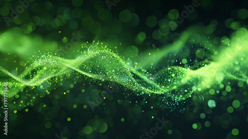 Green futuristic particles technology background. ai generative,vibrant energy Laser Lime Fusion abstract background. dynamic neon waves, expertly crafted by blending laser green with bright lime
 photo