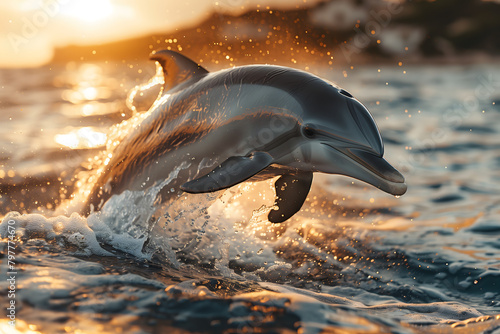 dolphin jumping out of water photo