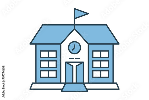 school building icon. icon related to education and online education. suitable for web site, app, user interfaces, printable etc. flat line icon style. simple vector design editable