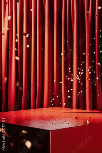 Restaurant menumockup confetti curtain lighting. photo