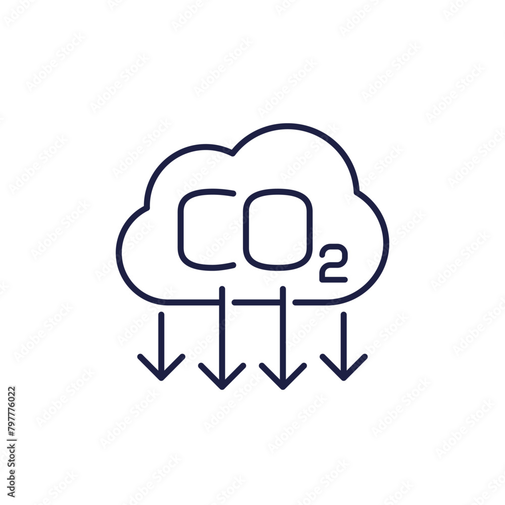 decarbonisation line icon, co2, carbon emissions reduction decarbonisation line icon, co2, carbon emissions reduction