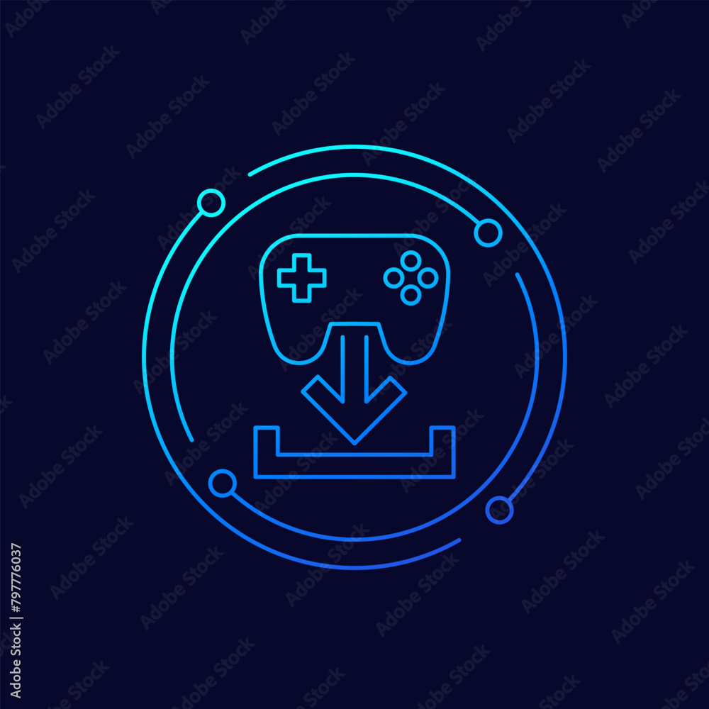 Download game icon, linear design Download game icon, linear design