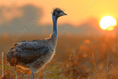 ostrich at sunset photo