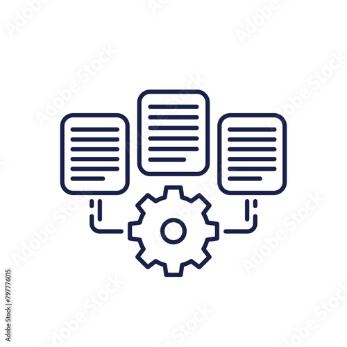 data management line icon with documents