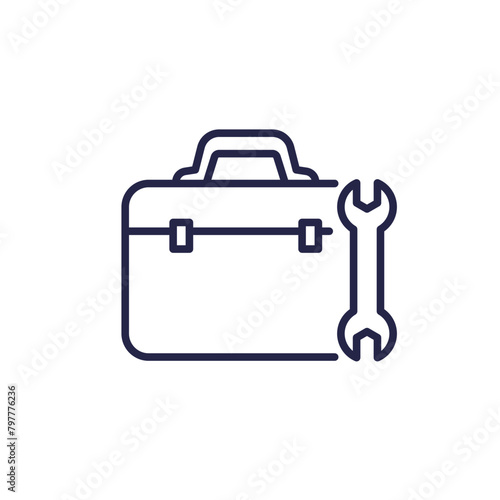 Tool box and wrench line icon