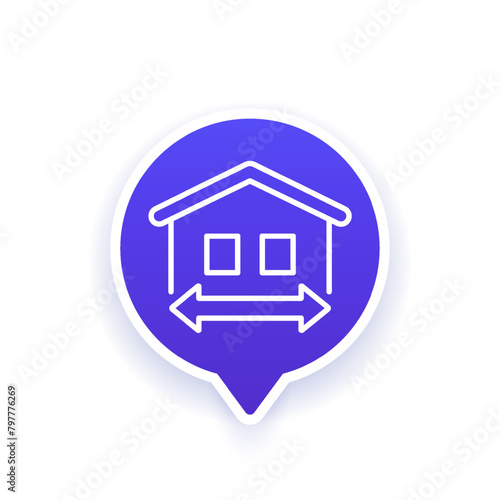 building, house size icon, line vector