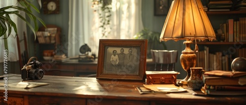 A family photograph on the desk reminds the leader of the purpose behind their actions. photo