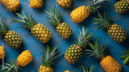 pattern of pineapple on blue background