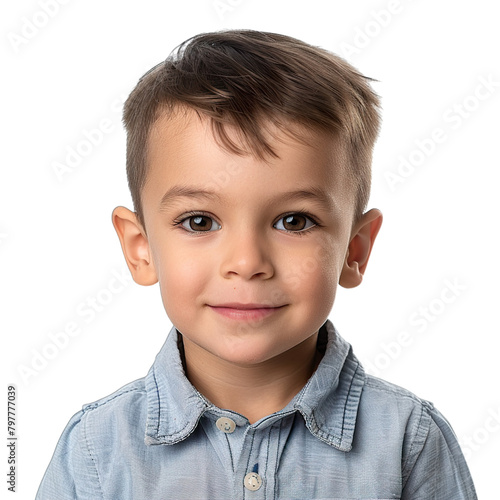 portrait of a little boy on white