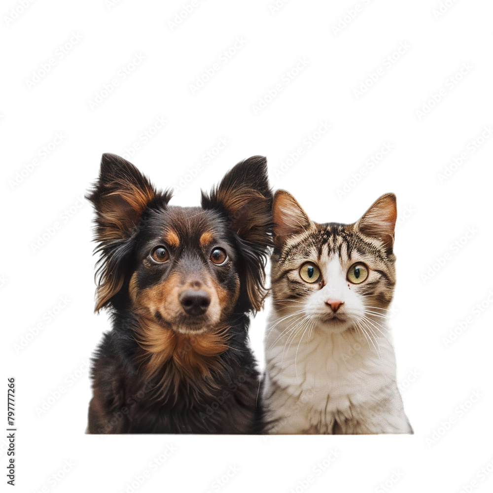 dog and cat on white