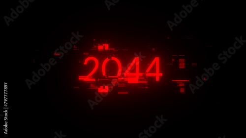 3D rendering 2044 text with screen effects of technological glitches