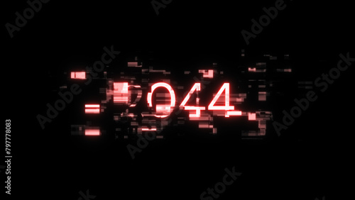 3D rendering 2044 text with screen effects of technological glitches