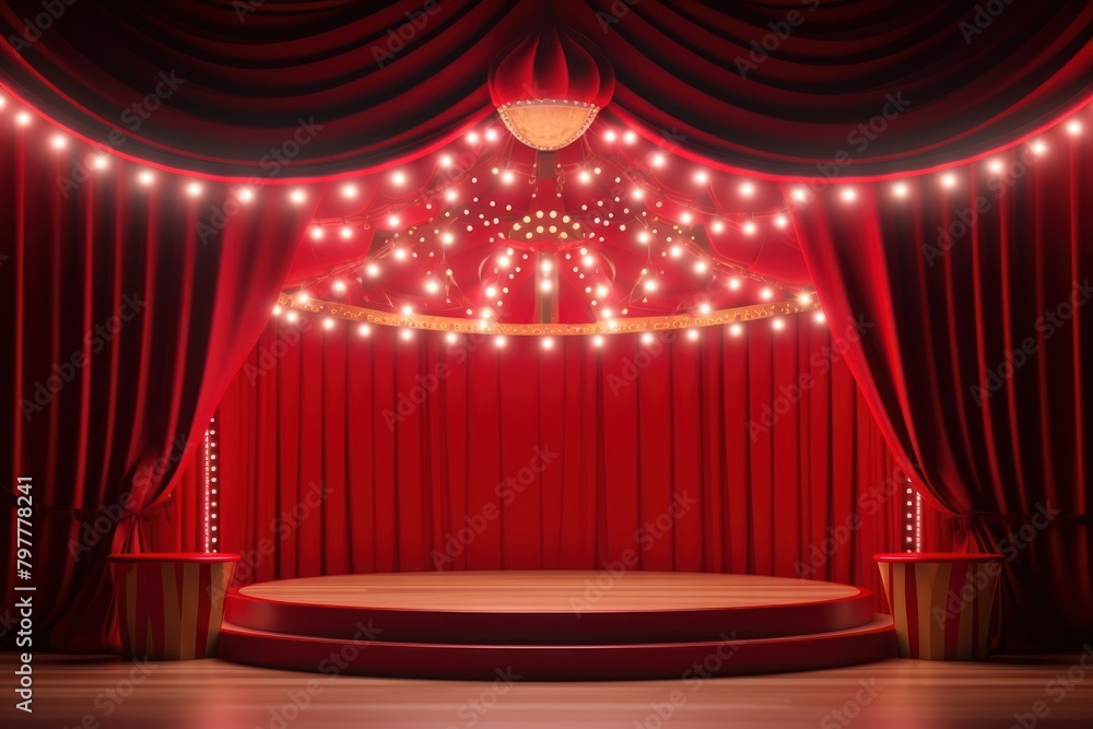 Circus stage lighting curtain theater.