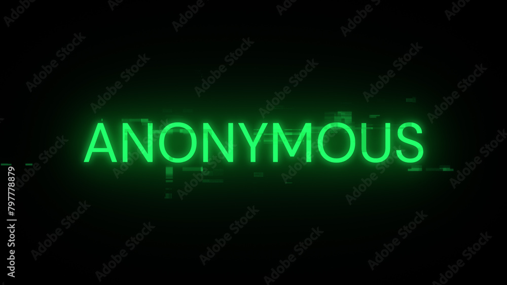 3D rendering anonymous text with screen effects of technological glitches 3D rendering anonymous text with screen effects of technological glitches