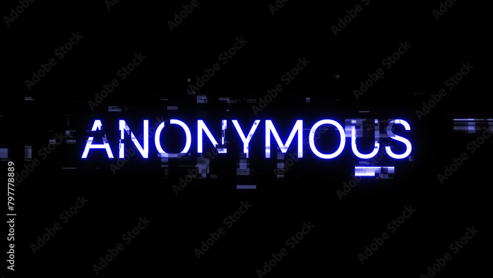 3D rendering anonymous text with screen effects of technological glitches 3D rendering anonymous text with screen effects of technological glitches