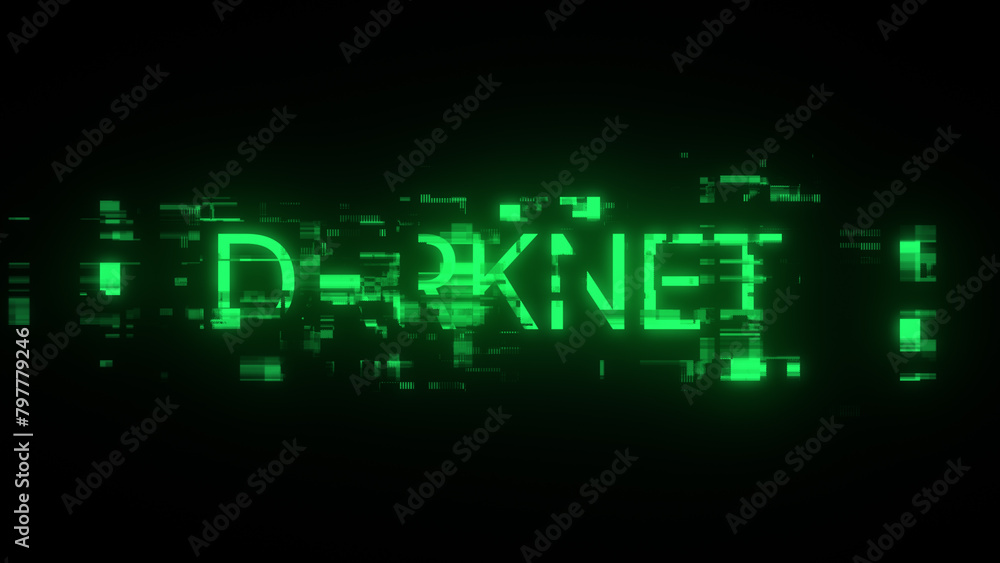 3D rendering darknet text with screen effects of technological glitches 3D rendering darknet text with screen effects of technological glitches