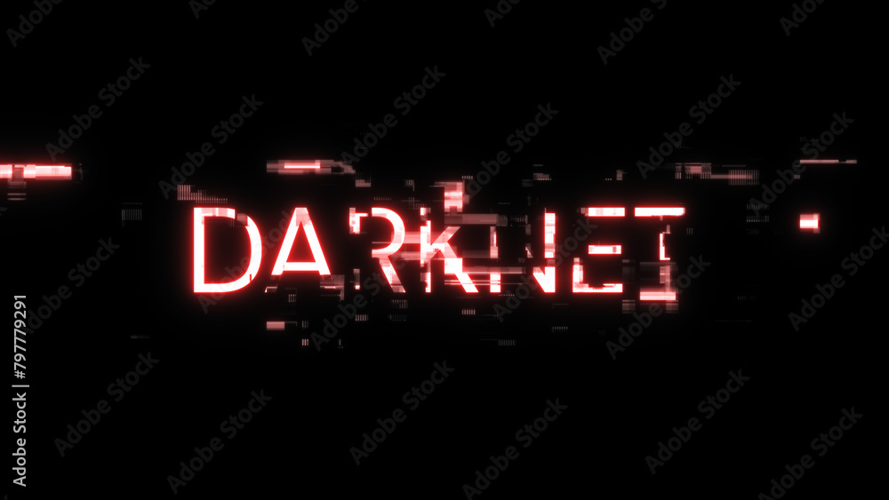3D rendering darknet text with screen effects of technological glitches 3D rendering darknet text with screen effects of technological glitches