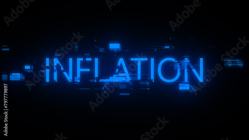 3D rendering inflation text with screen effects of technological glitches