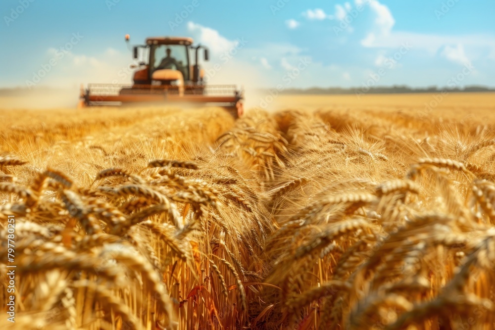 Fototapeta premium Agriculture outdoors harvest tractor.