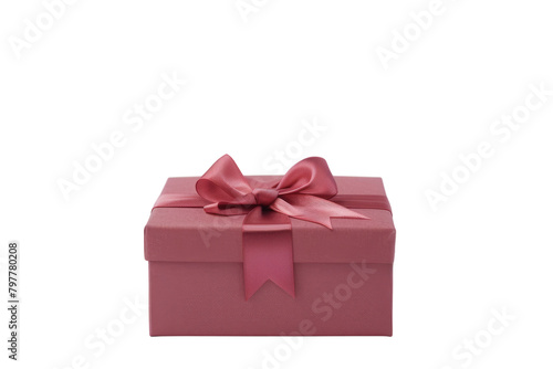 A vibrant pink box adorned with a charming bow on a neutral background © Hashi