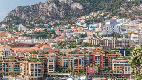 Panoramic view of Fontvieille timelapse - new district of Monaco.